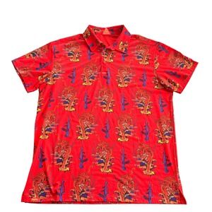 Retro Rifle Tiger Stripe Polo Shirt Mens XL Red Short Sleeve Performance Graphic